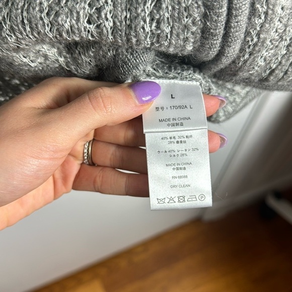 TSE Wool Silk Blend Gray Zip Up Knit Lightweight Cardigan Sweater Size Large - Picture 3 of 9